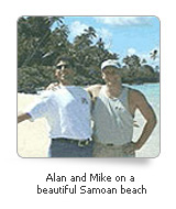 Alan and Mike on a Samoa beach